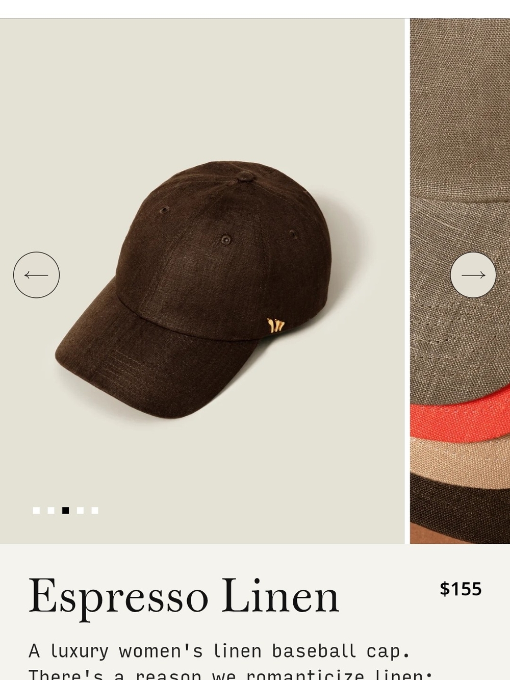 Chord Espresso Linen Baseball Cap Hat Brown